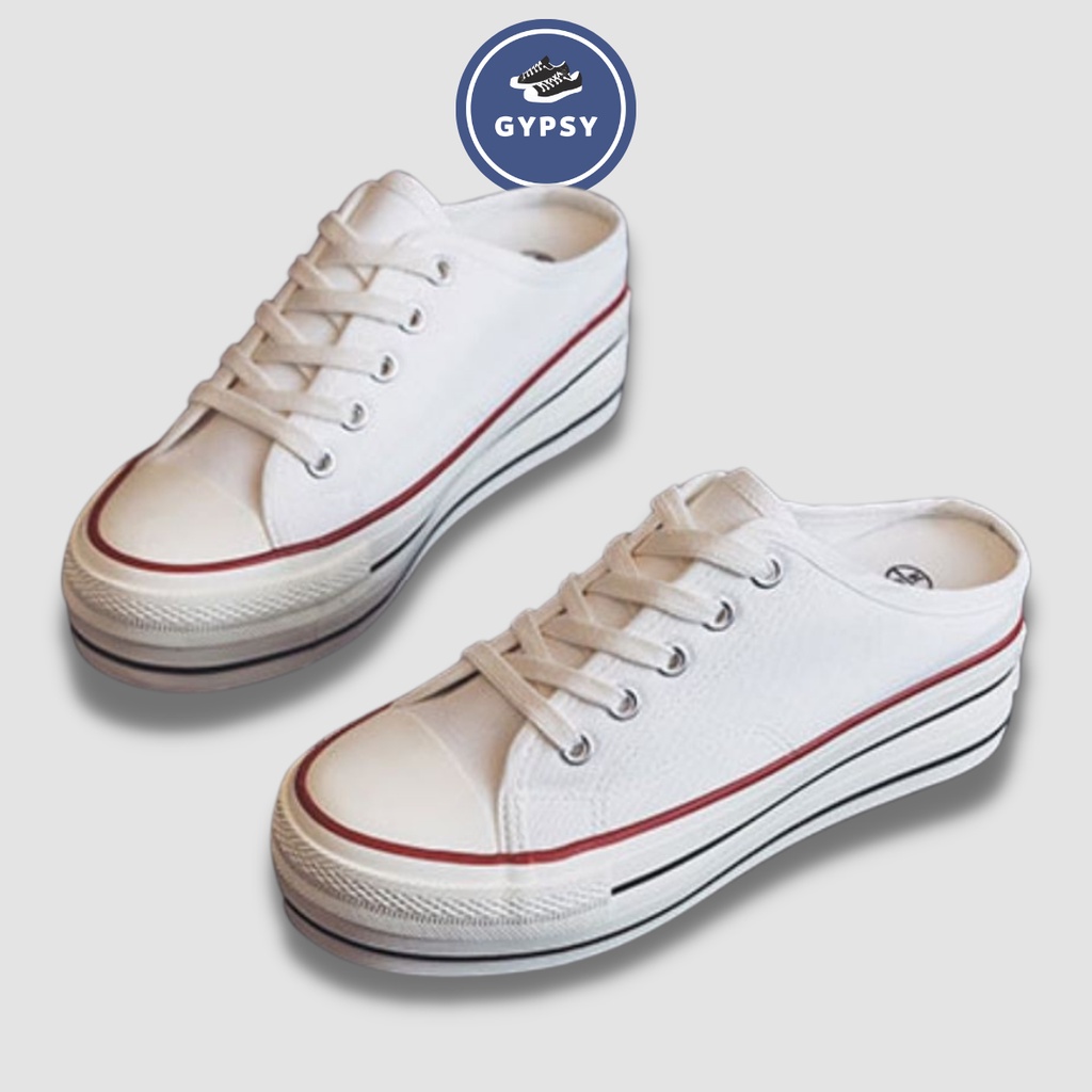 Gypsy - Retro Highsole Sepatu Sneakers Kanvas Wanita Dewasa Import Sole Karet Slop Seoatu Snakers Hitam Cewek Remaja Canvas Snekers XN123