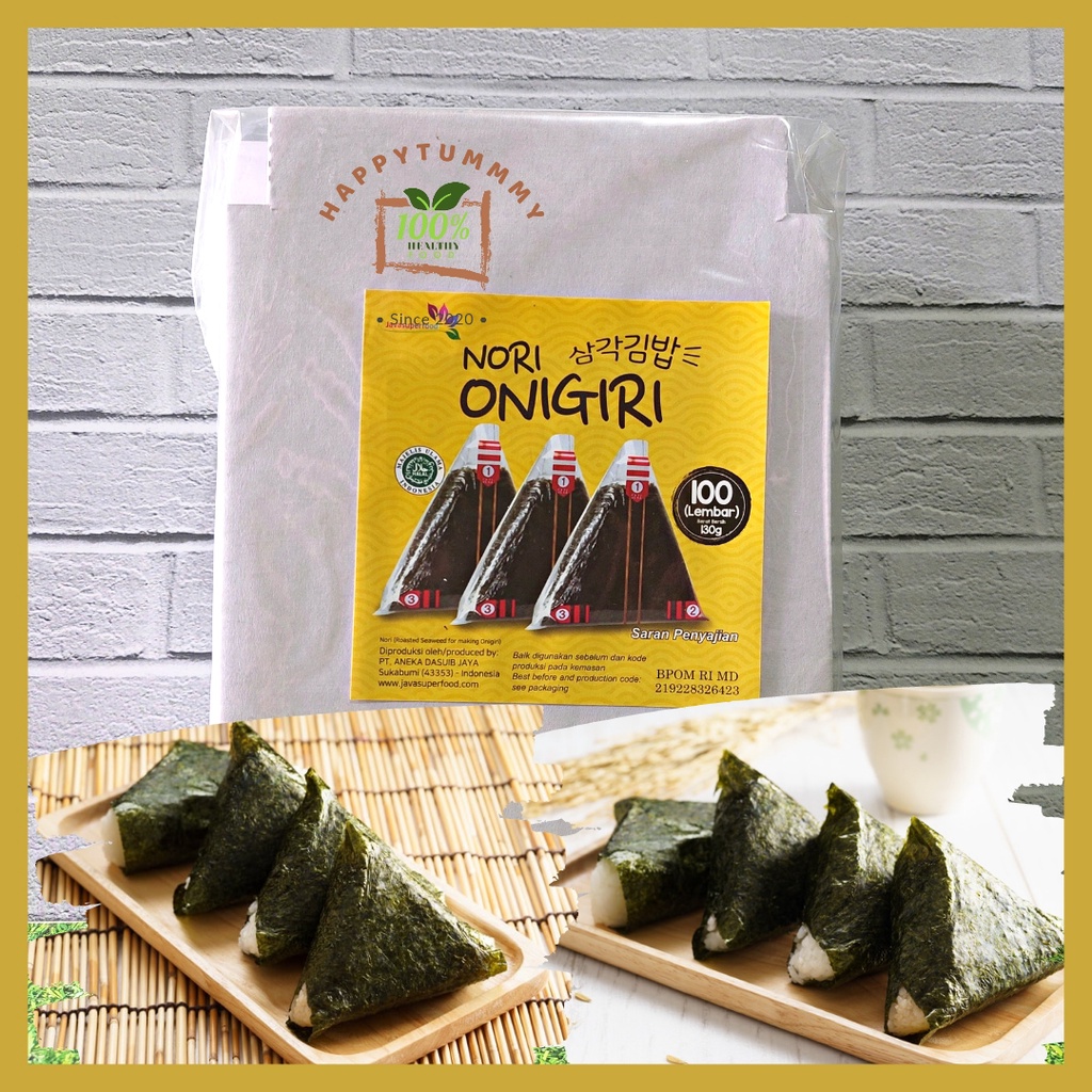 HPT - Nori onigiri wrapper 100 LEMBAR JAVA Halal Seaweed Nori Wrapper Nori Triangle / Sushi Nori rumput laut