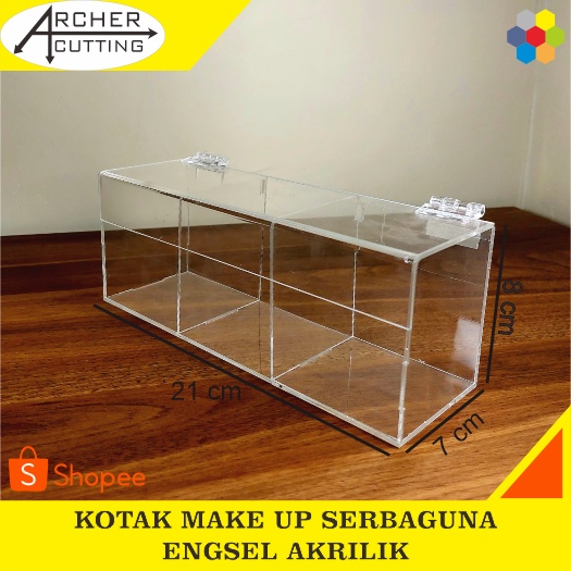 ORGANIZER KOTAK MAKE UP KOTAK TEH KOTAK BOX SERBAGUNA TUTUP L ENGSEL AKRILIK