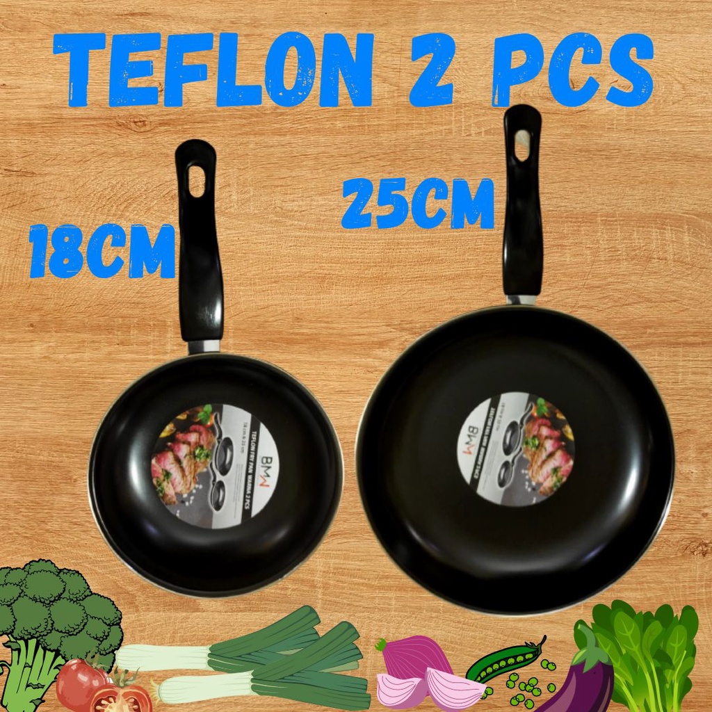 Teflon BMW Frypan Set 2 Pcs Hitam - Frypan Set Non Stick Teflon Wajan mall89