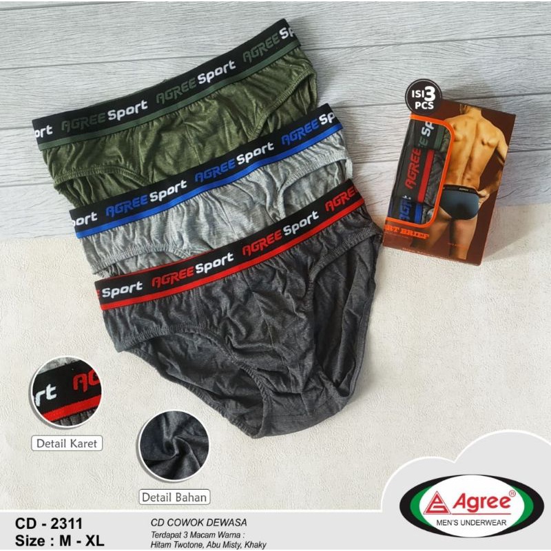 [3pcs] celana dalam pria agre sport karet boxer (R²)