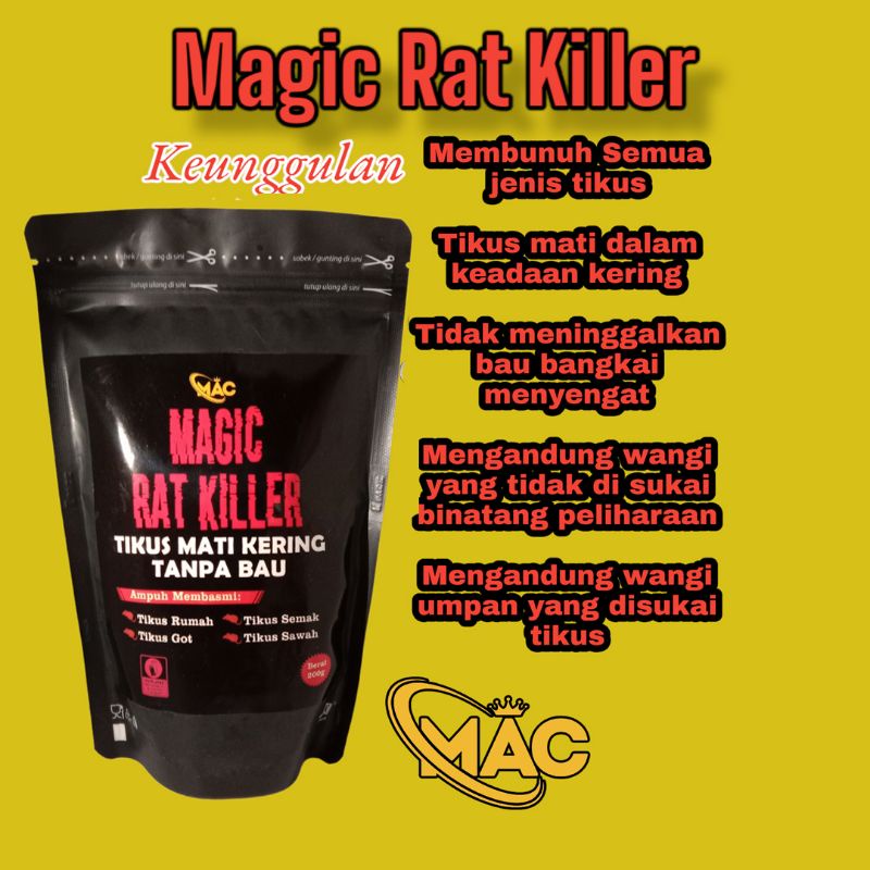 Magic Rat Killer Racun Tikus Mouse Mati Kering Tanpa Bau Bangkai Ampuh Pembasmi Hama Original By MAC