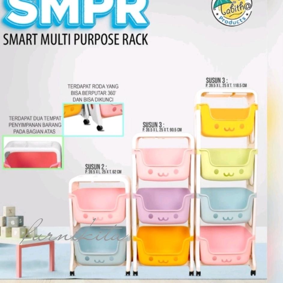 Rak GEMESH Roda 3  &amp; 4Susun Rak Dapur/Kamar Tempat Penyimpanan Mainan Anak Laci Storage Serbaguna