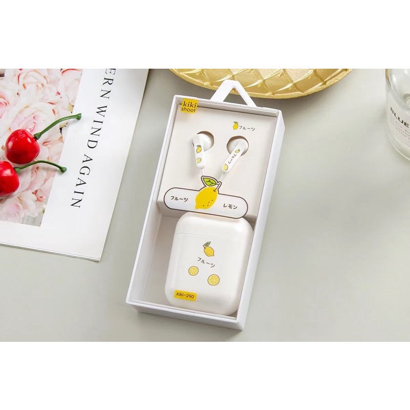 [ KI 290 ] Set Headset Earphone karakter Fruit berry / + Wadah penyimpanan Earphone Motif in ear