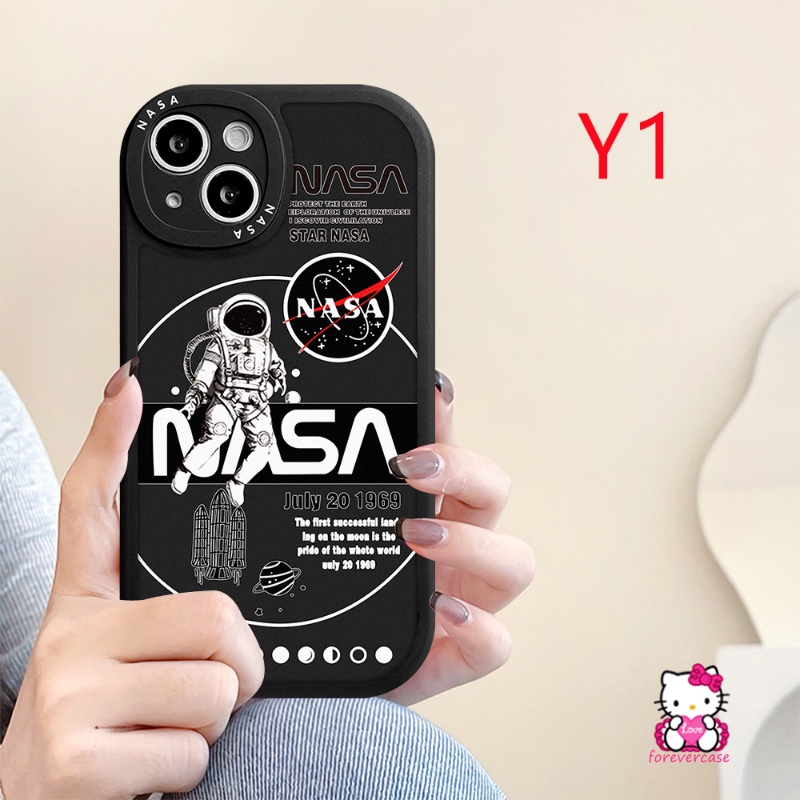 Casing NASA Merk Trendy Realme C53 C55 10 Pro Plus C21 C2 C35 C25Y C12 C21Y C25s C11 C15 C25 C31 C17 GT C30 C3 C17 C20 8i 8Pro 8 5 9i 5i 5s 6i 6s 6 7i Astronot Soft Cover Belakang TPU