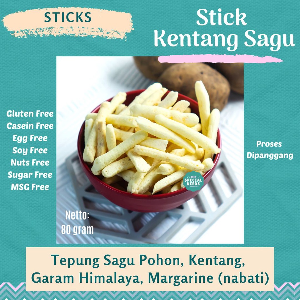 

Stick Kentang Sagu - Gluten Free, MSG Free, Egg Free, Casein Free - Diet Special Needs