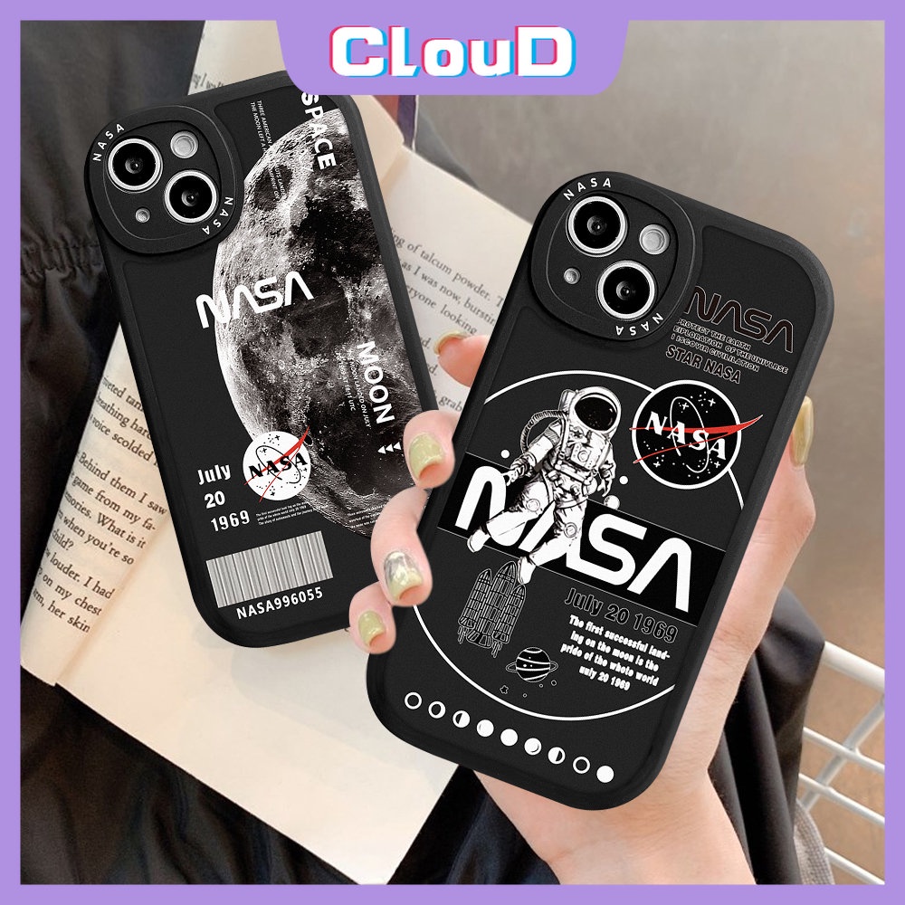 IPHONE Casing Ponsel Tpu Lembut NASA Merek Trendi Kompatibel Untuk Iphone7 8 6 6s Plus XR XS Max X 13 12 11 14 Pro Max SE 2020 Astronot Shockproof Back Full Cover