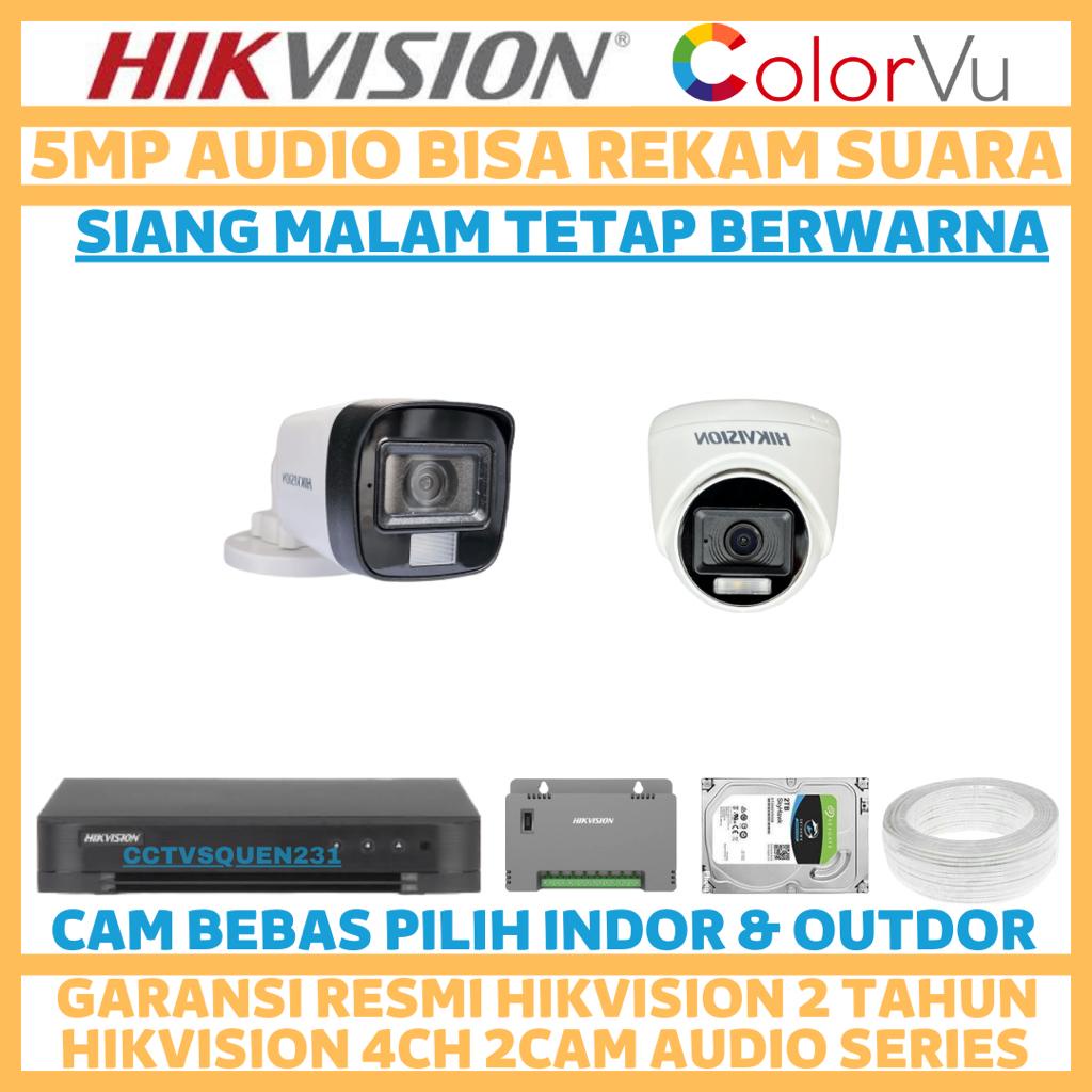 PAKET CCTV HIKVISION COLORVU 5MP 4 CHANNEL 2 CAMERA TURBO HD COLORFULL KAMERA CCTV