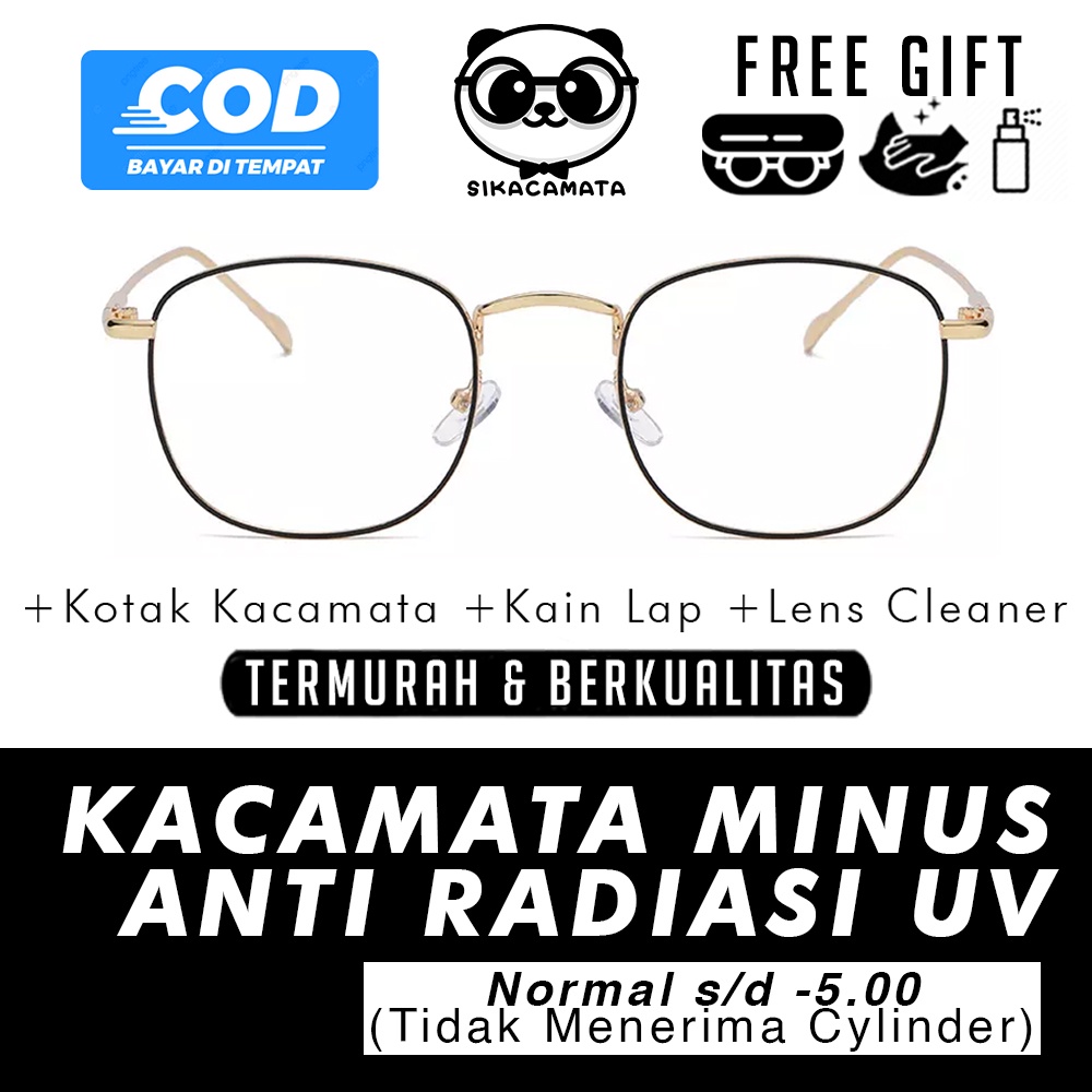 Kacamata 8261 MINUS Lensa ANTI RADIASI UV Hp, Laptop, Gadget  Normal s/d -5.00 Blue Light Blocking Korea Fashion Frame Untuk pria &amp; wanita