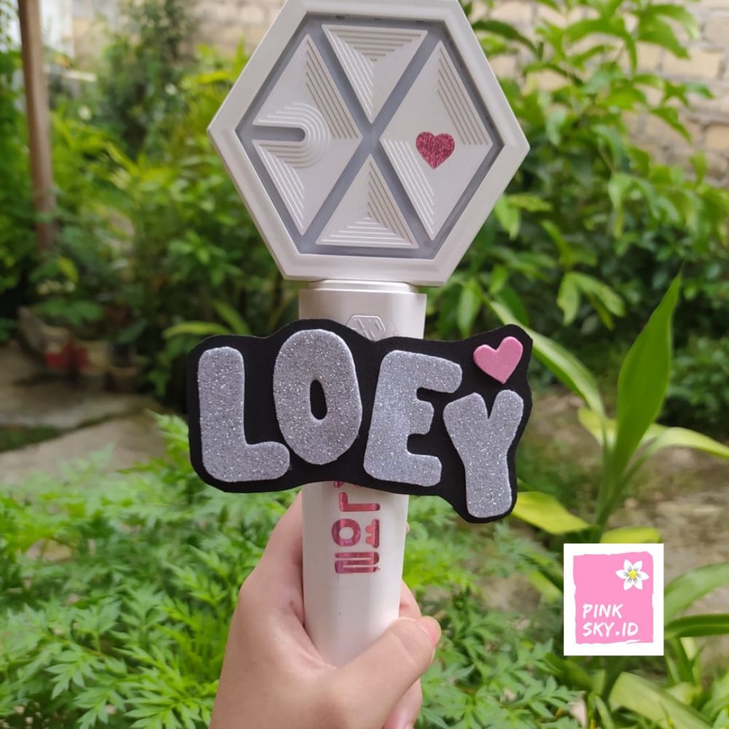 HIASAN GLITTER NAMA DAN PITA LS LIGHTSTICK KPOP EXO ERIBONG