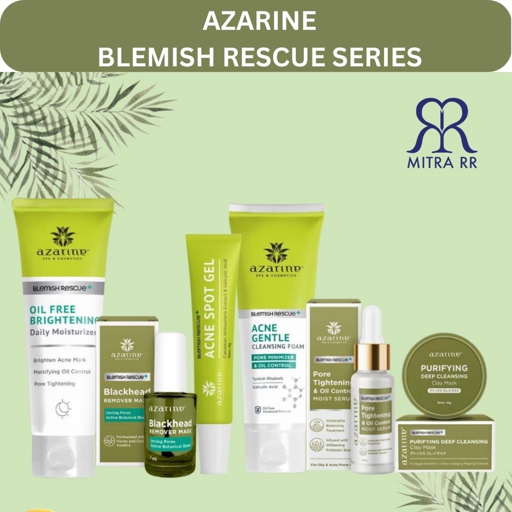 AZARINE Blemish Rescue/ Anti Acne Series / Cleansing Foam | Blackhead Remover Mask | Moisturizer | Purifying Deep Cleansing Clay Mask