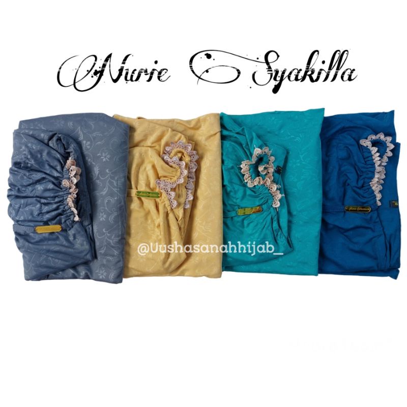 (Ori Nurie) SYAKILLA •jilbab instan jersey embos•bergo jumbo tali renda