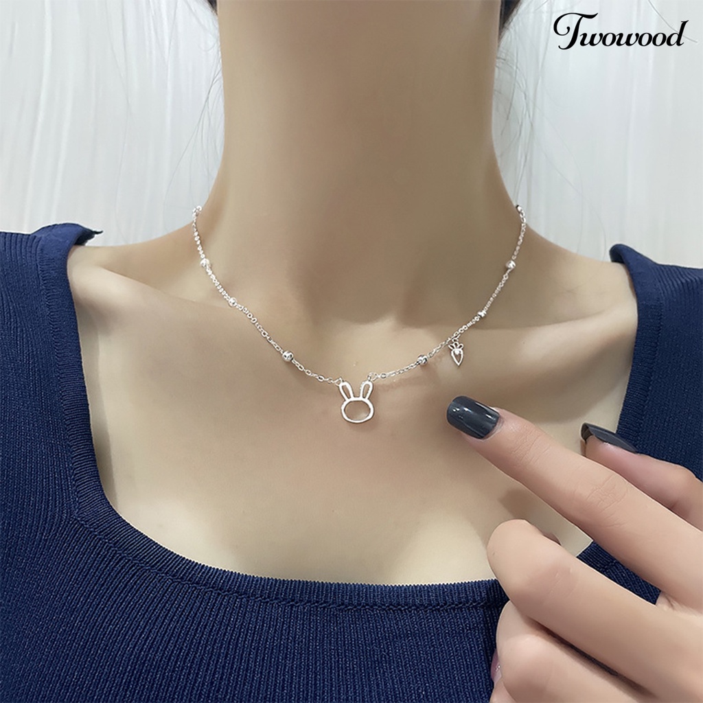 Twowood Kalung Simple Adjustable Halus Berongga Keluar Liontin Wanita Indah Terang Kalung Untuk Pakaian Sehari-Hari