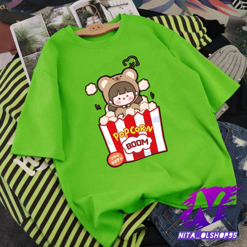 popcorn baju anak kaos anak animasi pop corn lucu