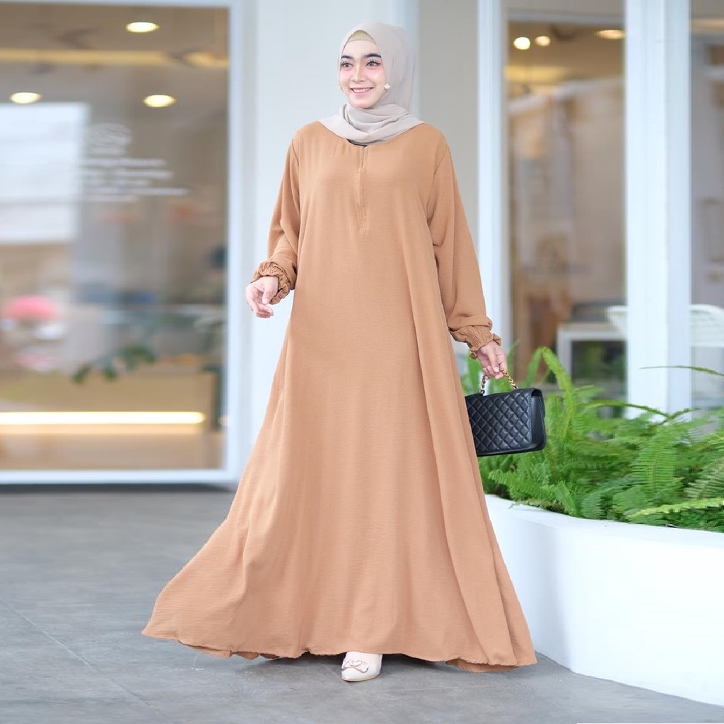 GAMIS PESTA BUSUI JUMBO LD 140 BAHAN RAYON CRINKLE POLOS F4THQ