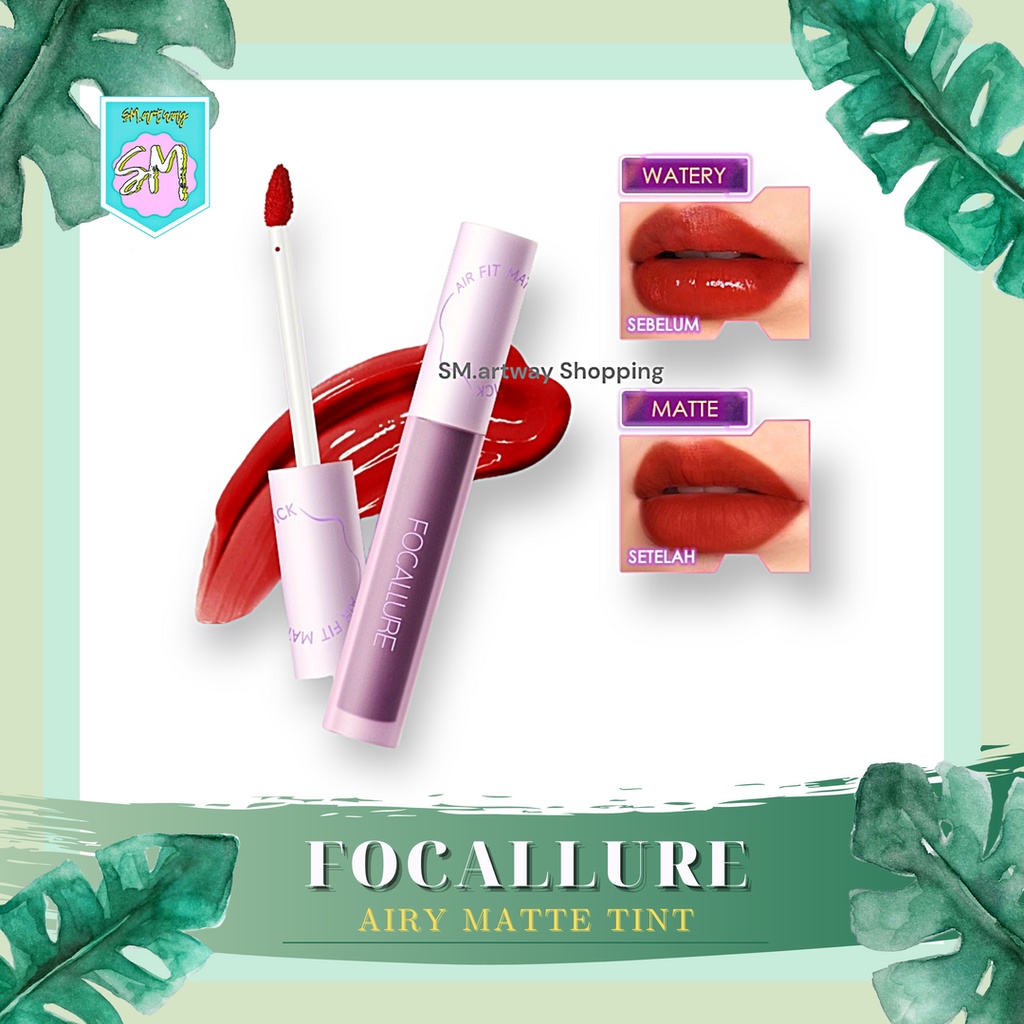 FOCALLURE Airy Matte Lip Tint | Waterproof Air Transfer Proof Long Lasting Tahan Lama Ringan | Nude Pink Orange Merah | 001 101 201 202 301