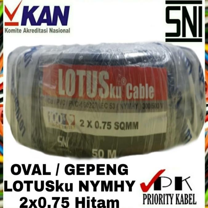 Kabel LOTUSku Oval Gepeng NYMHY 2x0,75 2x0.75 50 meter (50M) LOTUS