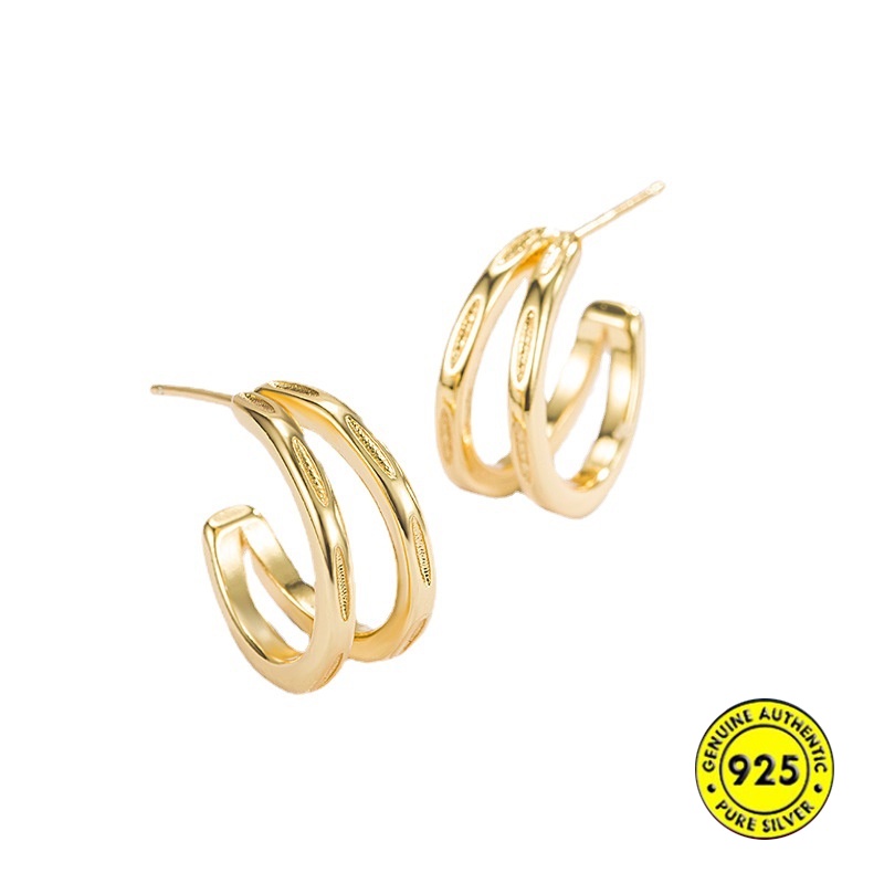 Anting Wanita Model Lengkung Dua Baris Simple U1453