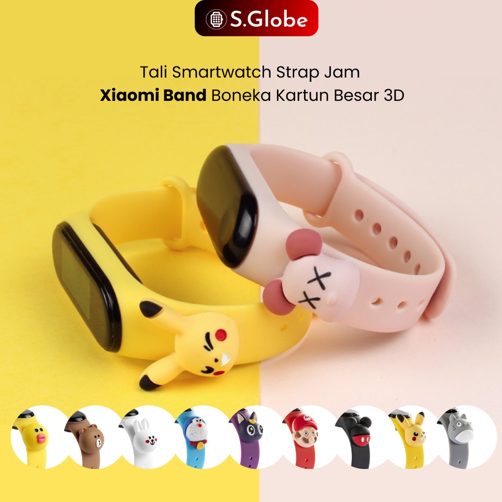 Strap Jam Tangan Xiaomi Mi Band 3/4/5/6 Boneka Kartun 3D Xiaomi Band Strap