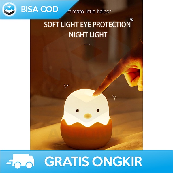 LAMPU TIDUR LED SENSOR SENTUH DESAIN LUCU DAPAT DIISI ULANG WARM WHITE