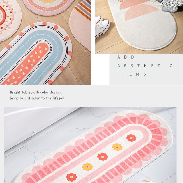 Holiven Karpet Keset Kamar Tidur Panjang Unik Lucu Modern Minimalis Bulu Halus Lembut 50x120