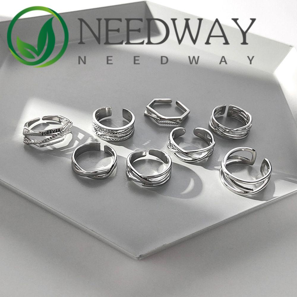 Needway   Pria Geometris Cincin Pasangan Sederhana Kepribadian Fashion Tembaga Hadiah Hari Valentine Punk Jari Gesper