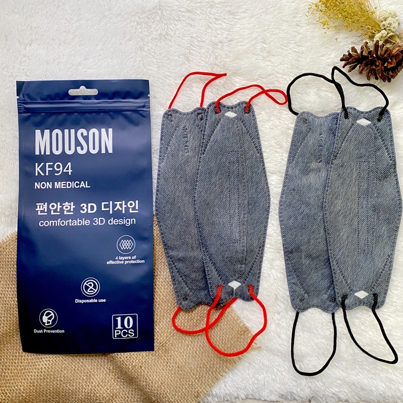 Masker Convex KF94 4Ply Evo 3D Proctection Mask Mouson 10Pcs Denim Tali Hitam / Blue jeans tali mera
