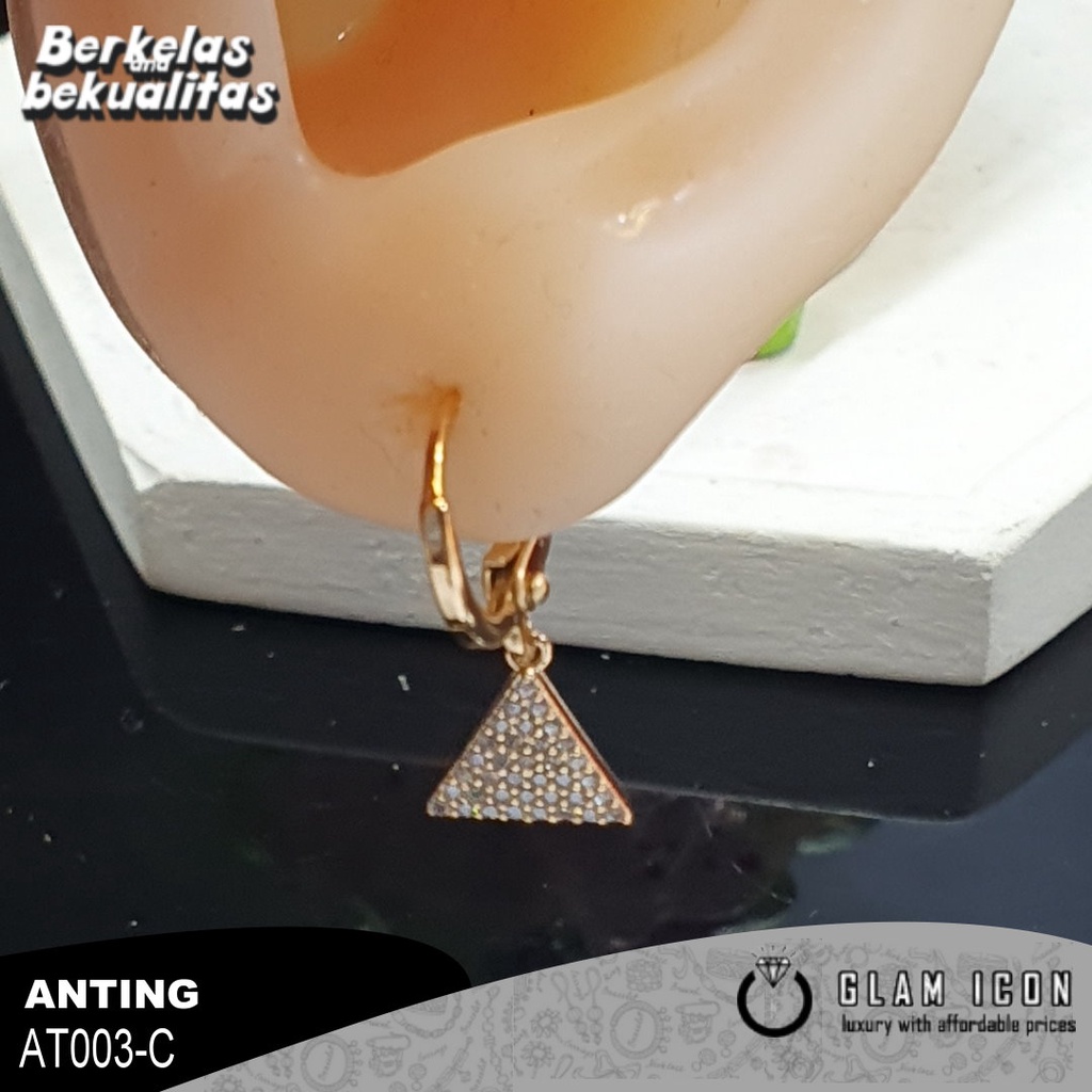 Anting Klip Bandul Motif  Segitiga mata full AT003C ATG