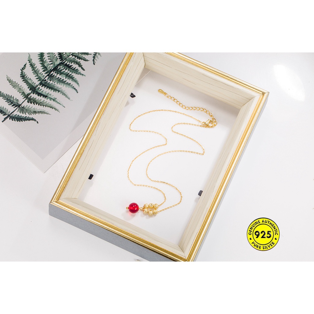 Kalung Emas Lovesickness Red Bean Agate 18K Perempuan U1117