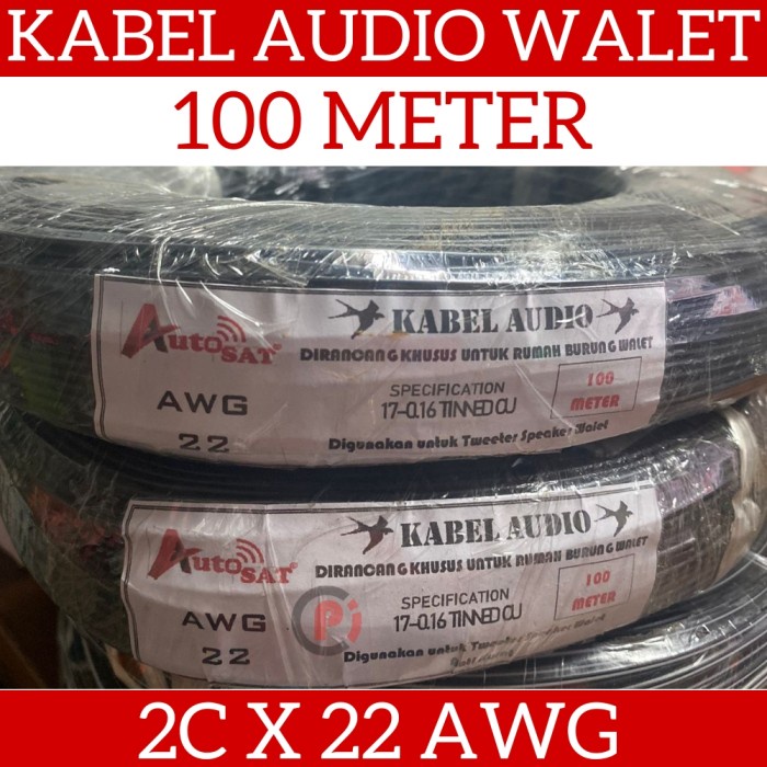 Isi 100M Kabel AWG 22 2C Tinned CU AWG22 Untuk Tweeter Speaker / Walet