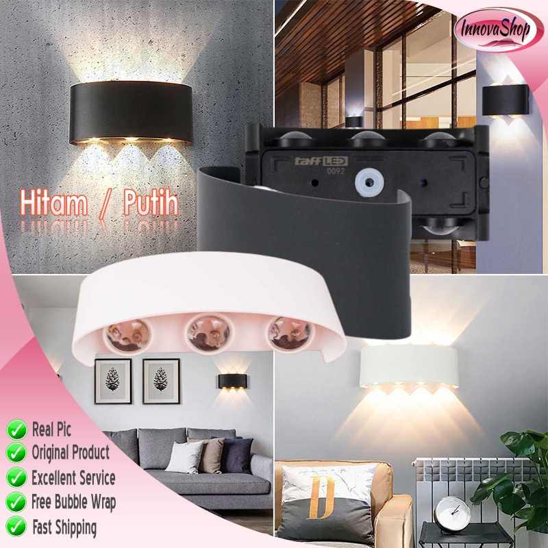 Lampu Rumah Ruangan Kamar Hias Dinding LED Minimalis 6W 6 LED Warm White / Black  0092