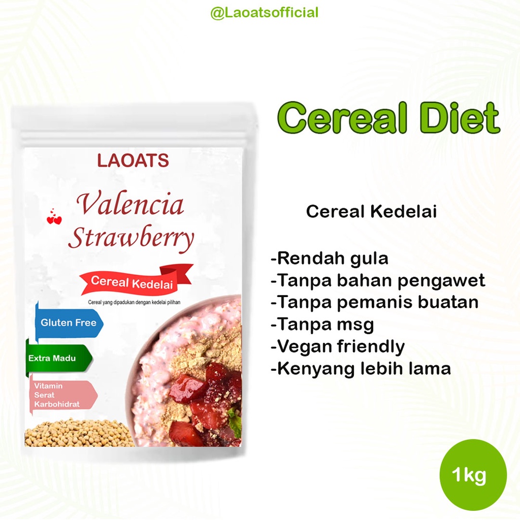 

Sereal Diet Pelangsing Penurun Berat Badan Rolled Oat Almond Milk Chia Seed Oatmeal Rendah Gula Kedelai Laoats Valencia Strawberry (1kg)