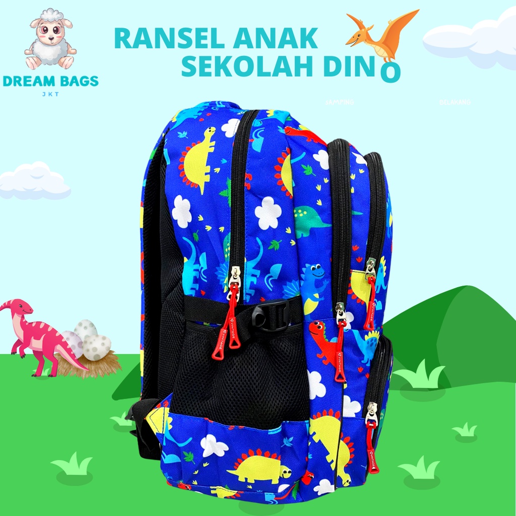Tas Anak Sekolah SD SMP Dinosaurus Import Ransel Anak Laki
