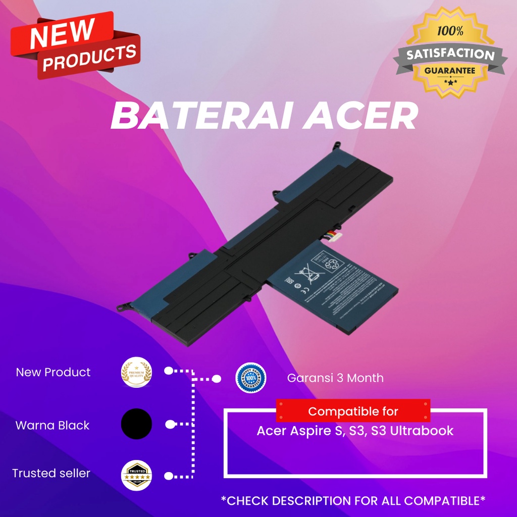Batterie pour ordinateur portable 67-90 V 65-88 mAh, pour Acer Aspire S3 MS2346 AP11D3F 3ICP5-11