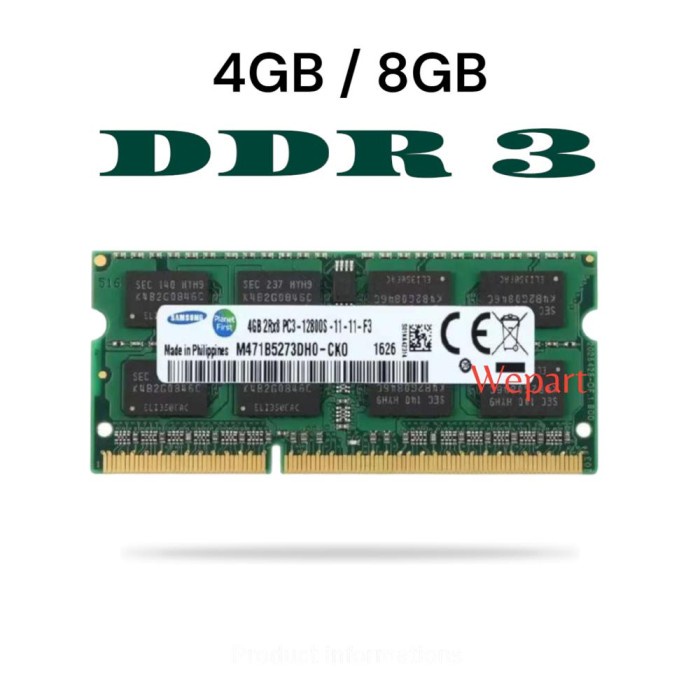 MEMORY RAM LAPTOP SAMSUNG 4GB 8GB DDR3 12800 MHz RAM SODIMM