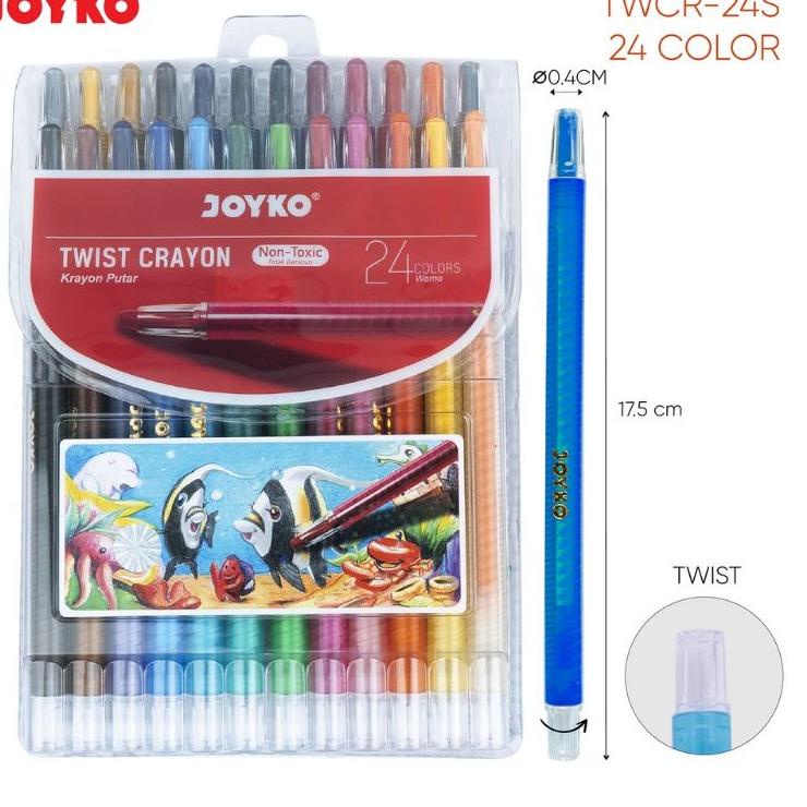 

Grosir Belanja CRAYON PUTAR JOYKO 12 Warna atau 24 Warna / Crayon Putar Panjang Joyko ORIGINAL 100% JOYKO / Non Toxic