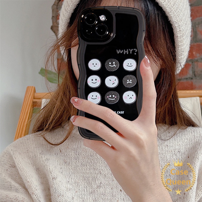 Case Smiley Lucu Realme C53 10 C35 C12 C33 C30 C25 C25Y C21Y C15 8 9i 8i 8Pro 9 C11 C25s 9Pro+C3 5i 7i 6i 5 7 C1 C20 C20A Kartun Ekspresi Lucu Lembut TPU Wavy Edge Couple Case