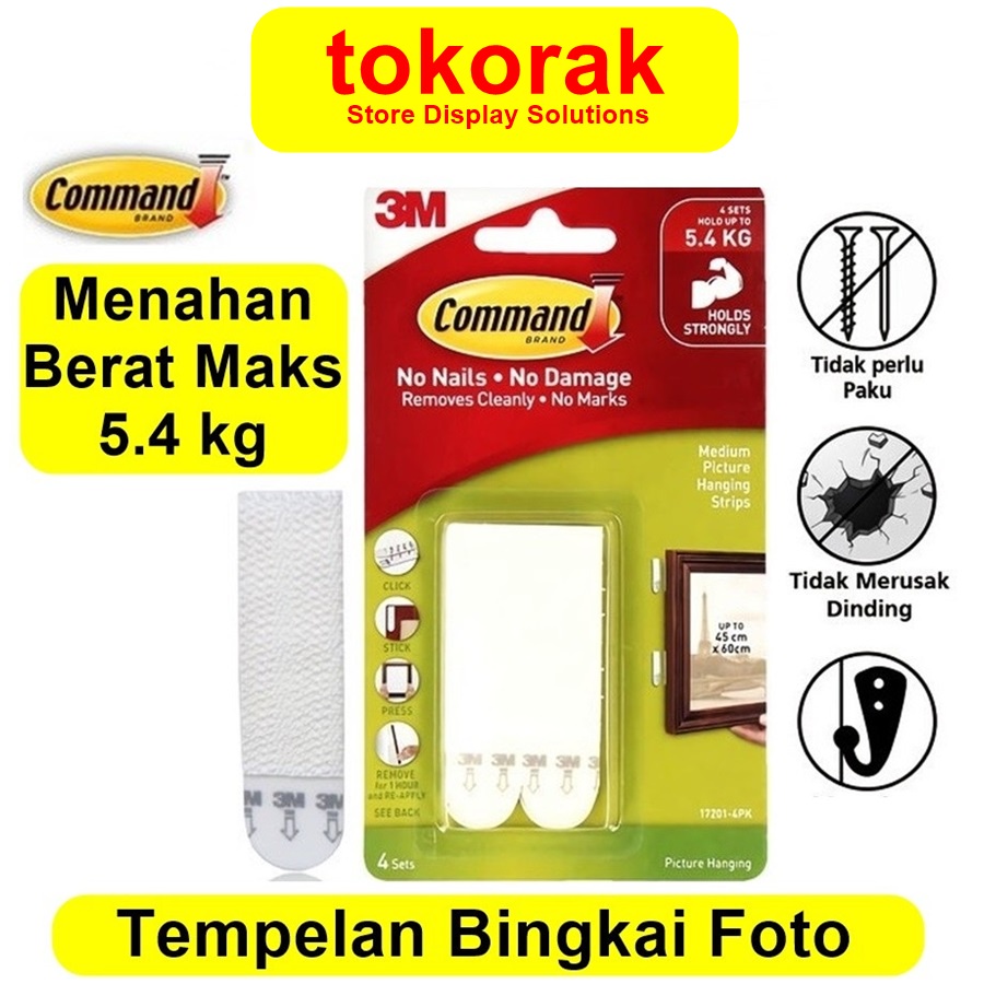 3M COMMAND PEREKAT FOTO 17201-4PK - MEDIUM PICTURE HANGING STRIPS