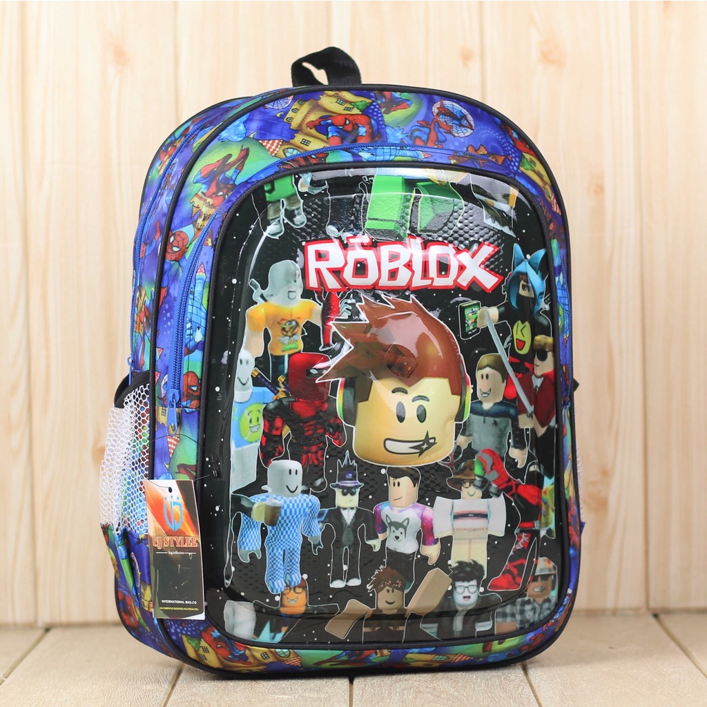 Ransel Anak Lampu Nyala LED Tas Sekolah Anak Laki Laki sd Karakter Roblox Biru Tas Lucu Anak Murah Tebal