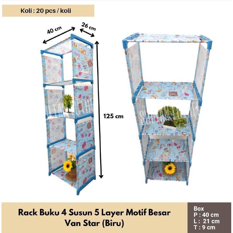(COD) RAK BUKU PORTABEL/RAK BUKU SERBAGUNA 4 SUSUN