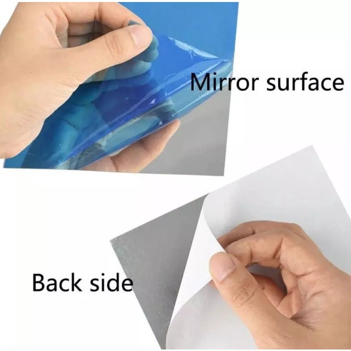 Stiker Cermin Mirror Sticker Bentuk Kotak 20 x 20cm Acrylic Motif Kaca