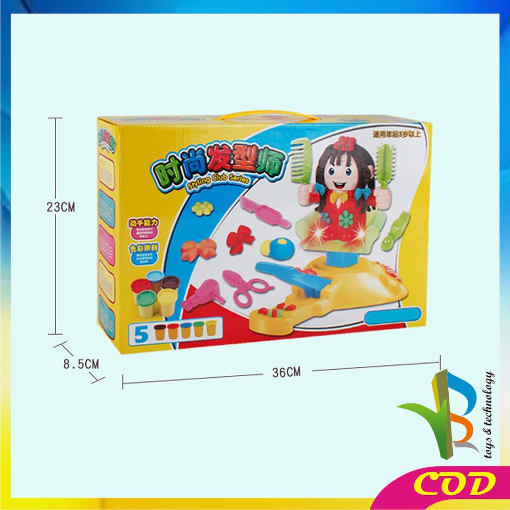 RB-M154 Mainan Anak Pangkas Rambut Salon Styling Club Mainan Pretend Play Barbershop Potong Rambut