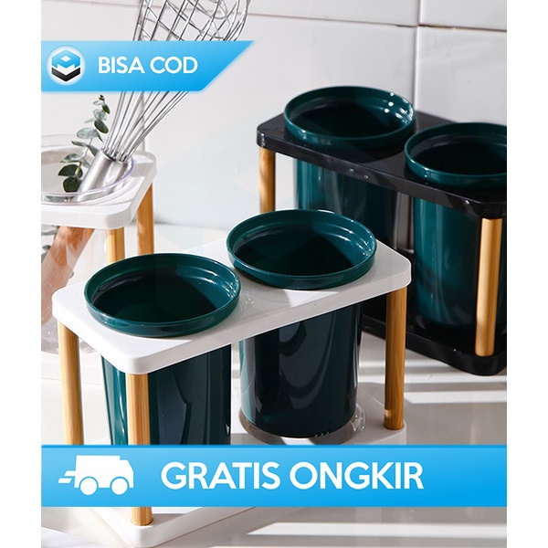 WADAH SENDK GARPU TEMPAT PERALATAN MAKAN KITCHEN ORGANIZER TRANSPARAN