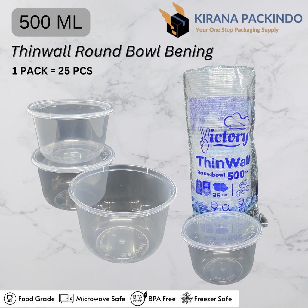 Jual Thinwall Victory 500ml Round Bowl Bulat 25pcs Food Container