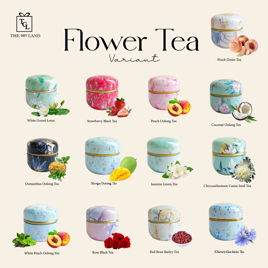 

Flower Tea Organic Teh Celup Bunga Tea Set Kaleng Motif - 10 Teabags
