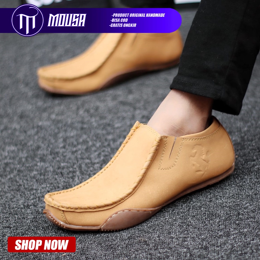 Sepatu Slip On Pria Casual Formal Kulit Asli Kerja Kantor Mousa Fero