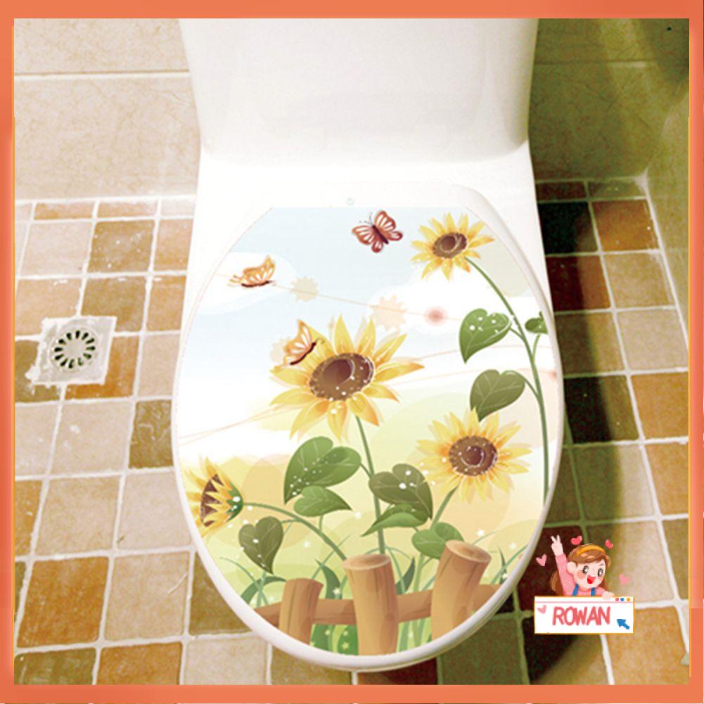 R-flower Sunflower Toilet Stiker Mural Art Decals Mural Stiker Tile Toilet Kamar Mandi Tk Stiker Hias Stiker Dinding