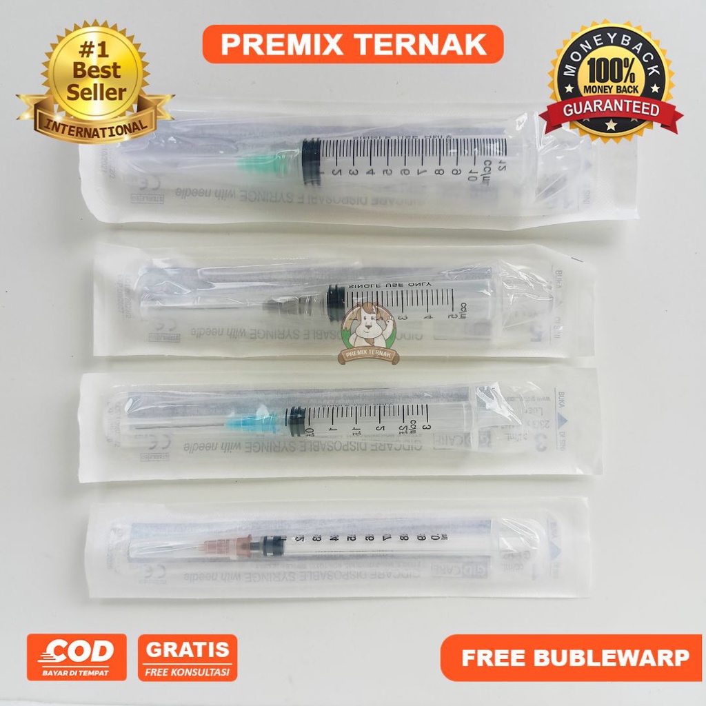 SYRINGE Spet Spuit Suntikan 1ml 3ml 5ml 10ml plus Jarum Untuk Hewan