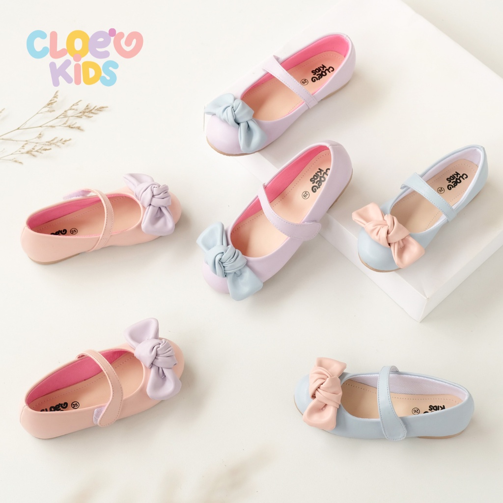 CLOEVKIDS - Cheli Size 22-35 Flatshoes Sepatu Anak Pesta Ballet Pita pastel