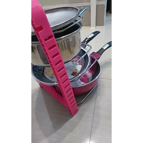 Cookware Cabinet Rak Pan Storage Steinless Peralatan Dapur Panci